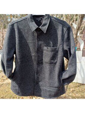 Banana Republic Black/Gray Button-Up Jacket Herringbone Long Sleeves Mens Large